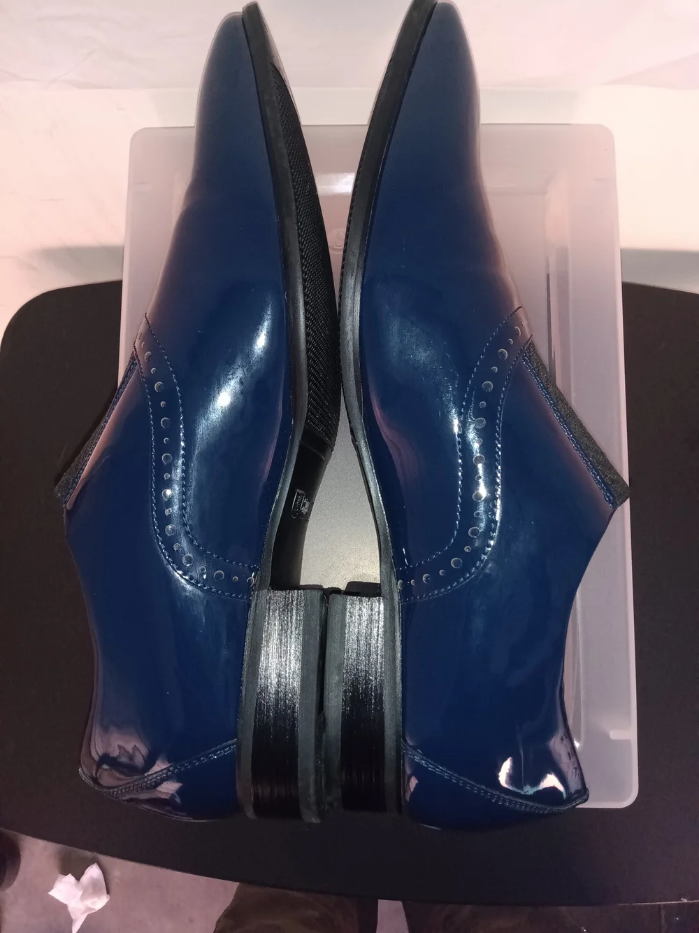 Men's Navy Patent Slip-On Dress Shoes